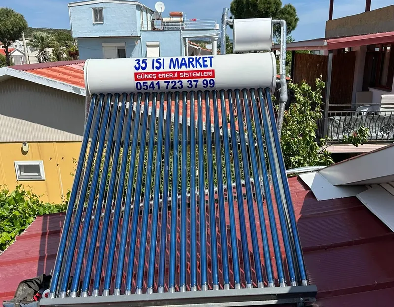 35 Isı Market vakum tüplü güneş enerjisi sıcak su sistemi uygulaması